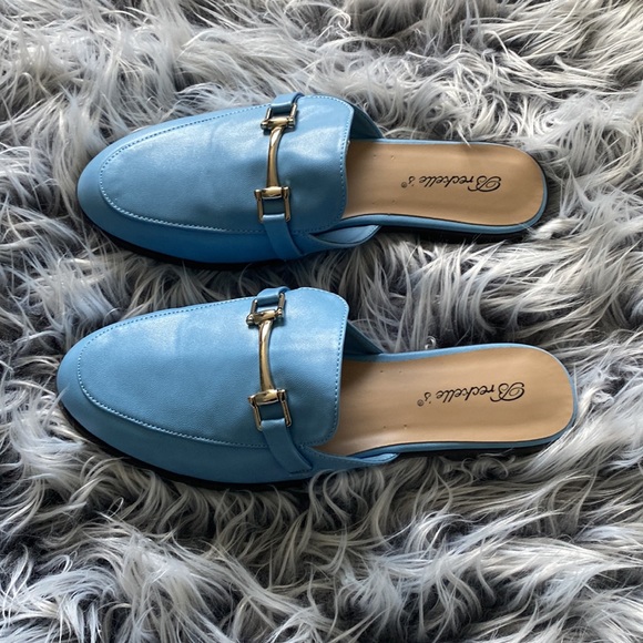 Breckelle's Light Blue Faux Leather Slip On Loafers - Picture 4 of 7
